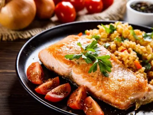 Pan Roasted Salmon with Vibrant Veggies