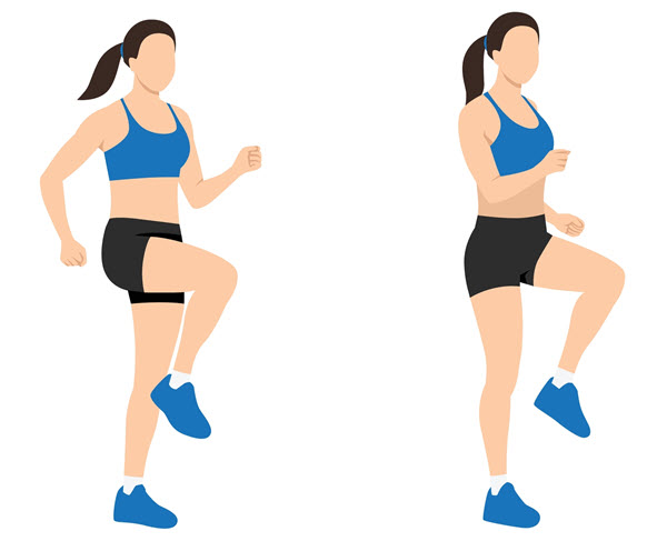 Illustration of Woman Marching in Place 