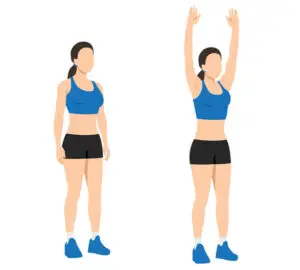 Illustration of Woman Raising Her Arms and Breathing In and Out