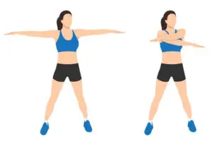 Illustration of woman doing arm swing exercise a Tai Chi and gentle movement exercise